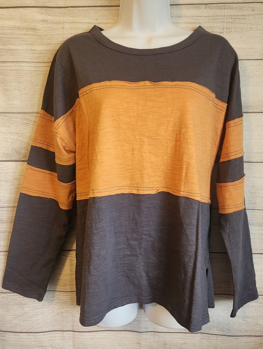 Hailey & Co S Colorblock Top 100% Cotton Casual Cozy Oversized Tee